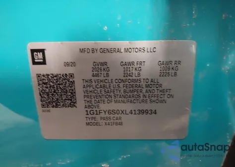 2020 Chevrolet Bolt Ev Fwd Lt from USA, damaged, VIN 1G1FY6S0XL4139934
